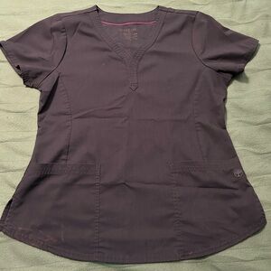 Dark Grey Healing Hands Scrub Top